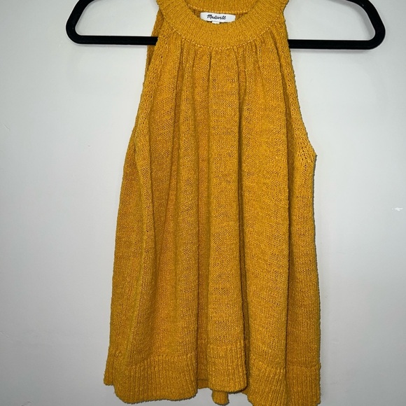 Madewell Gathered Neck Sweater Tank Mustard Yellow - Picture 4 of 6